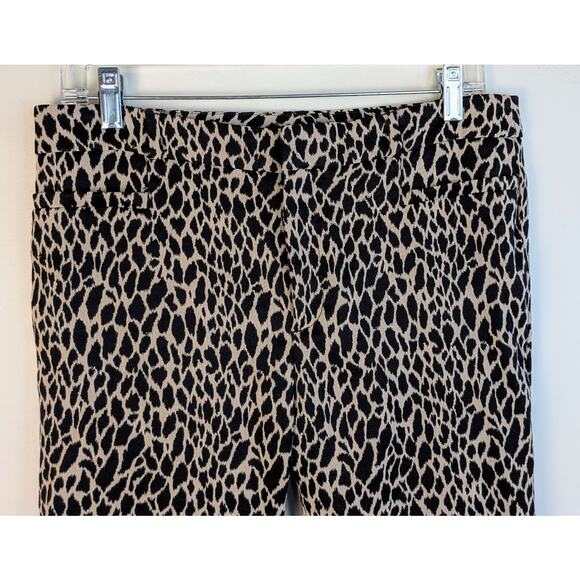 Banana Republic Sloan Ankle Pants Size 8 Tan Blk Cheetah Print Mid Rise Stretch - Picture 3 of 8